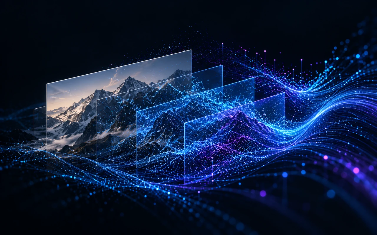 Photographic samples connect with structured data layers